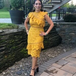 SAYLOR Mustard Reine Lace Sheath Dress Size XS